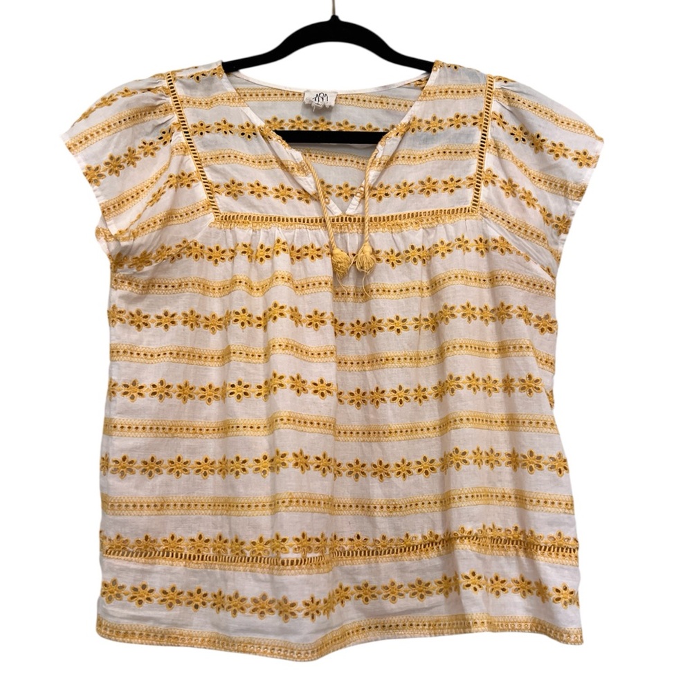 Anthropologie  dRA LA | Yellow & White Eyelet Blouse